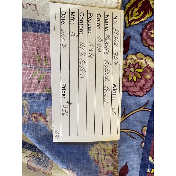 Brunschwig & Fils "Menars Bordered Panel" fabric vintage swatch light weight 31" - Picture 7 of 7